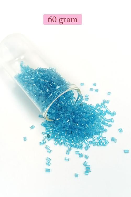 Kesme Cam Boncuk 2mm - 60 Gram - Şeffaf Turguaz - BNC397