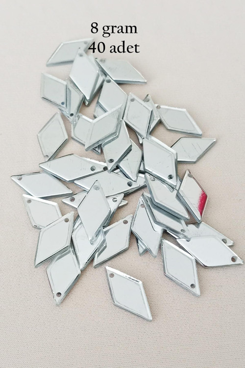 Oya Abiye Bileklik Kolye Pleksi Metalik Plastik Pul Gümüş Renk 8 gram 40 adet - BNC517