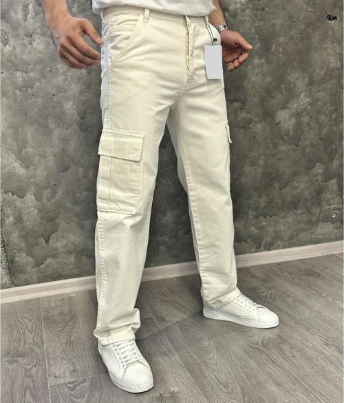 Lisbon Denim Street Baggy Kargo Cep Straight Yandan Cepli Kot Erkek Jean Pantolon 