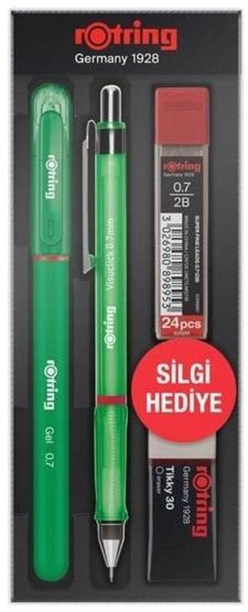 Visuclick Versatil Kalem + Jel Kalem + Min + Silgi Okul Seti 0.7 mm YEŞİL