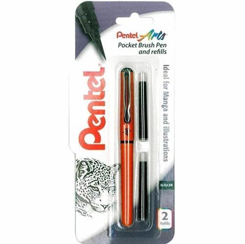 Pocket Brush Pen Cep Tipi Fırça Uçlu Kalem + 2 Yedek Kartuş Turuncu Gövde