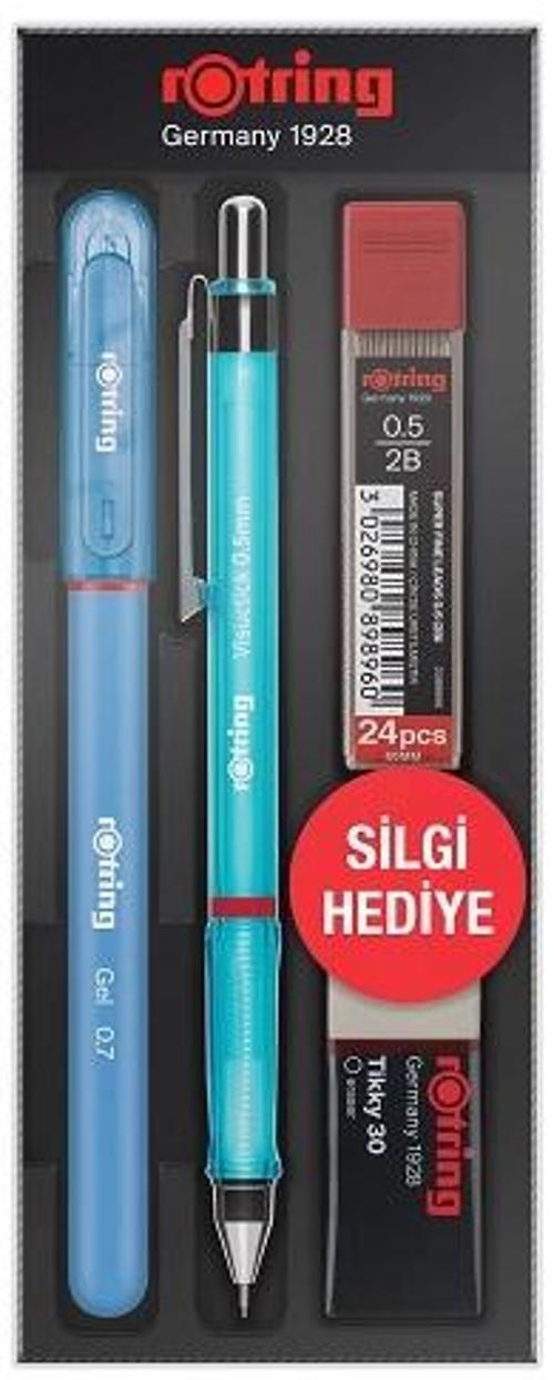 Visuclick Versatil Kalem + Jel Kalem + Min + Silgi Okul Seti 0.5 mm MAVİ