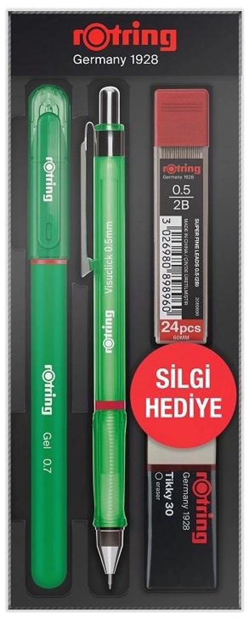 Visuclick Versatil Kalem + Jel Kalem + Min + Silgi Okul Seti 0.5 mm YEŞİL