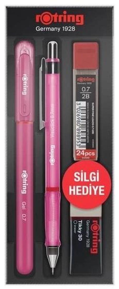Visuclick Versatil Kalem + Jel Kalem + Min + Silgi Okul Seti 0.7 mm PEMBE