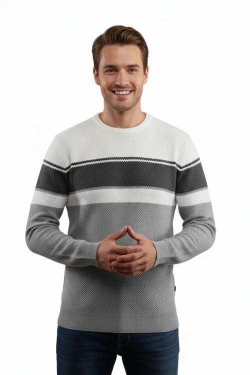 Erkek Sıfır Yaka Kazak Petek Örgü Klasik Kalıp 5244C BGL-ST04861