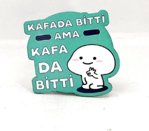 Kafada Bitti Ama Kafa Da Bitti Baskılı Ahşap Bardak Altlığı
