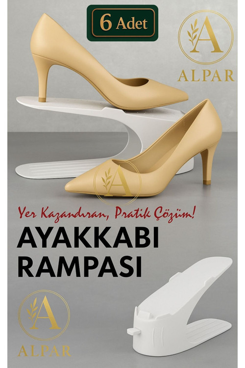 6 Adet Beyaz Ayakkabı Rampası Yer Tasarrufu Kokusuz Modern Ayakkabı Organizeri Ayakkabı Standı