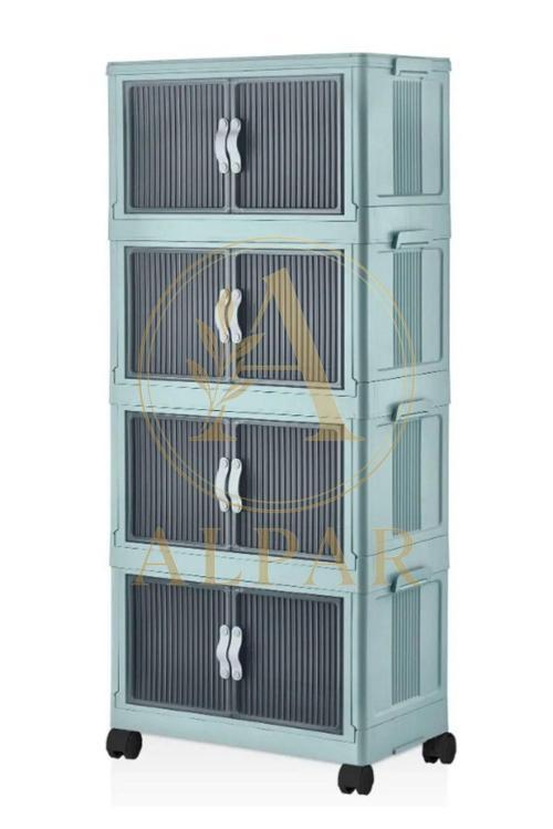 Lüks Çok Amaçlı Katlanır Portatif Taşınabilir Tekerlekli 4 Katlı Banyo Mutfak Balkon Sebzelik Dolabı