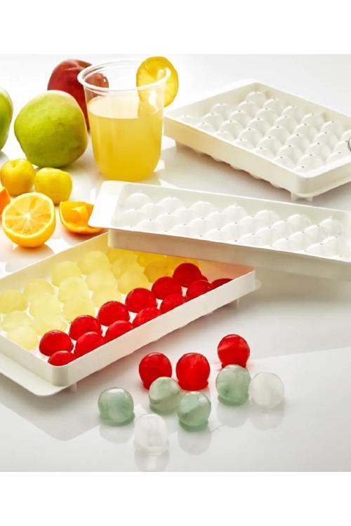 1 Adet Plastik Kapaklı 33'Lü Küre Buz Kalıbı Yuvarlak İçecek Buz Kalıbı Sunum Buz Kalıbı 300Ml