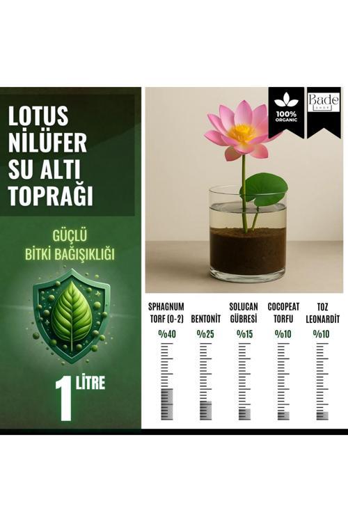 Lotus Çiçeği (Nilüfer) Su Altı Torf Karışımı Toprağı (1 Lt Toprak) - 1 Adet Lotus Tohumu Hediyeli
