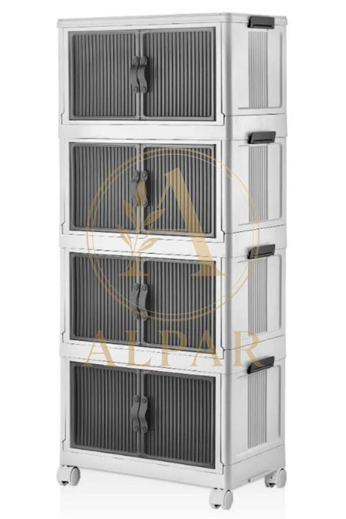 Lüks Çok Amaçlı Katlanır Portatif Taşınabilir Tekerlekli 4 Katlı Banyo Mutfak Balkon Sebzelik Dolabı