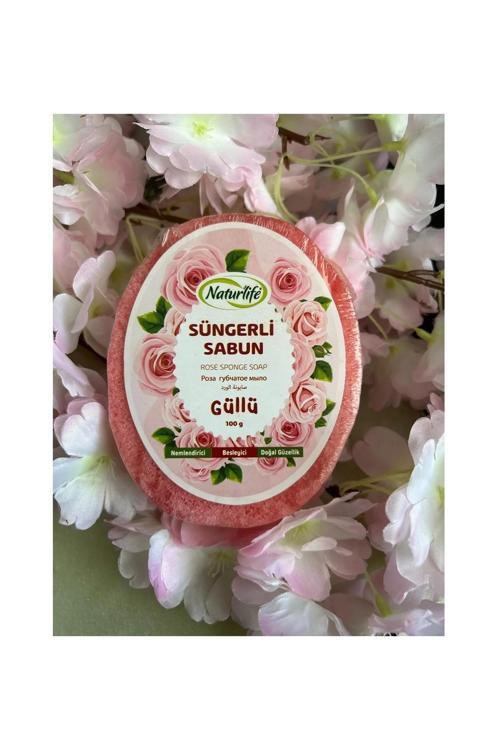 Doğal Nemlendirici Süngerli Sabun, Gül Özlü Besleyici Süngerli Sabunu 100 Gr.