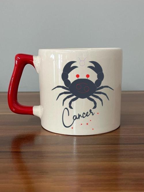 Yengeç Burcu Simgesi Baskılı Kırmızı Kulplu D Kupa