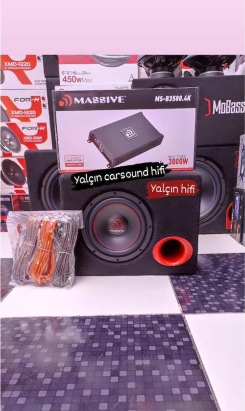 Massıve 20Cm 100W Kanbinli Bass Massıve 3000W Amfı Set Kablo