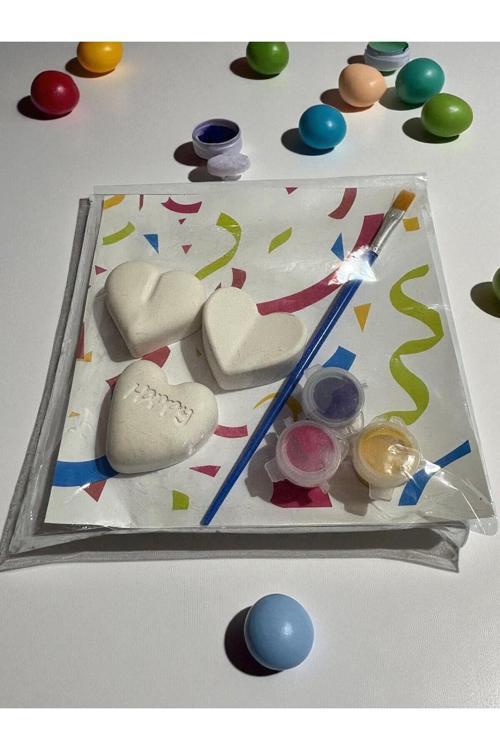 10 (5+5) Kalpler Adet Taş Boyama Seti, Kendin Yap, Doğum Günü Hediyesi