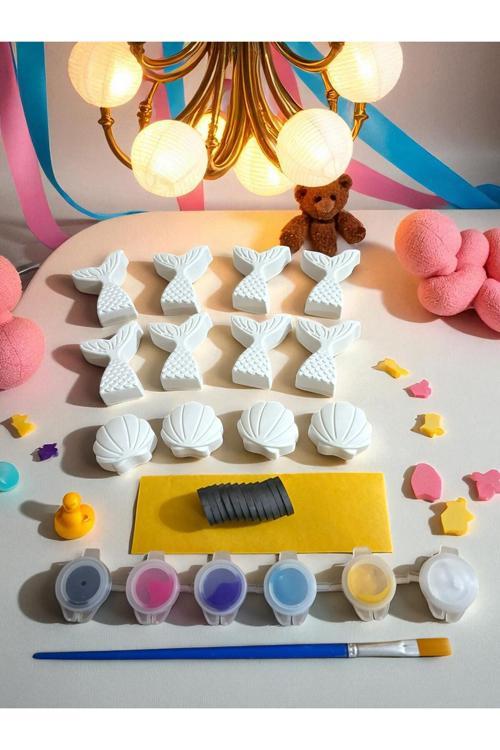 12 Adet Denizden Taş Boyama Mıknatıslı Magnet Seti, Dıy, Kendin Yap, Doğum Günü Hediyesi