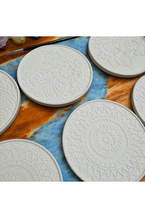 6 Parça Mandala Bardak Altlığı Çocuk Etkinlik Hobi Boyama Seti