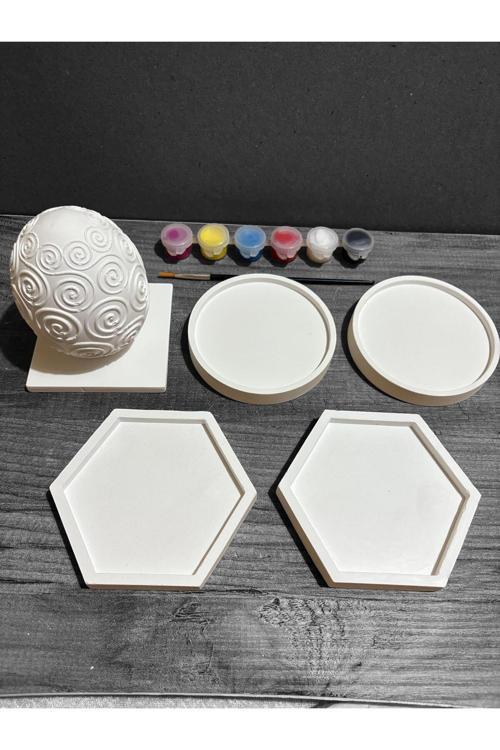 Taş Boyama Seti Yumurta, Bardak Altlığı Takı Tabağı Çocuk Etkinliği El Becerisi Etkinliği