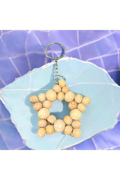 Ahşap Boncuklu 3' Lü Yıldız Anahtarlık