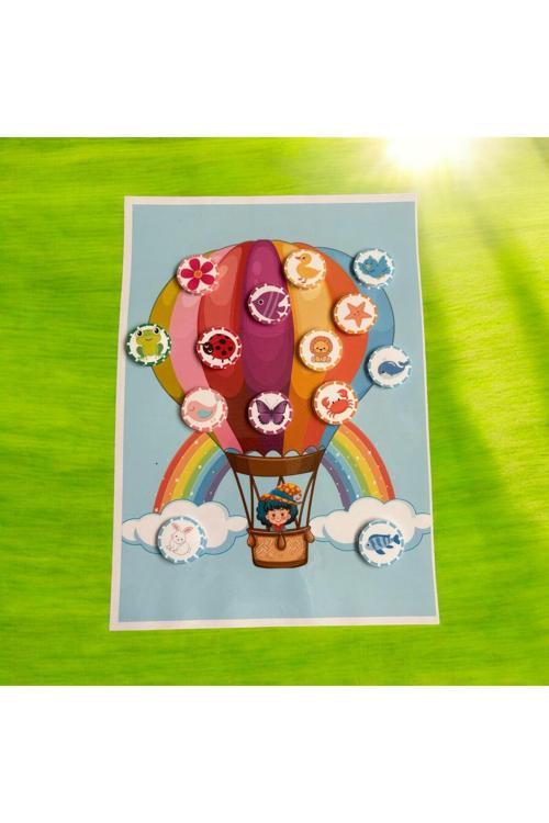 Renkleri Öğrenen Çocuk Etkinlik Kartları Balon Temalı Eğlenceli Set