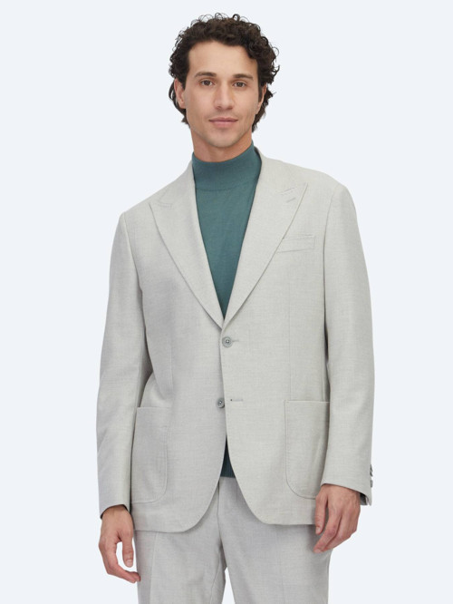 Gri Desenli Comfort Fit Örme Takım Elbise