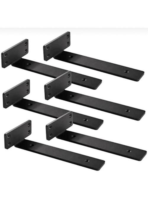 ALEVRA  Duvar Rafi,Gizli Raf Tutucu, 6 Adet Metal Raf Tutucu Sadece Metal Kısım