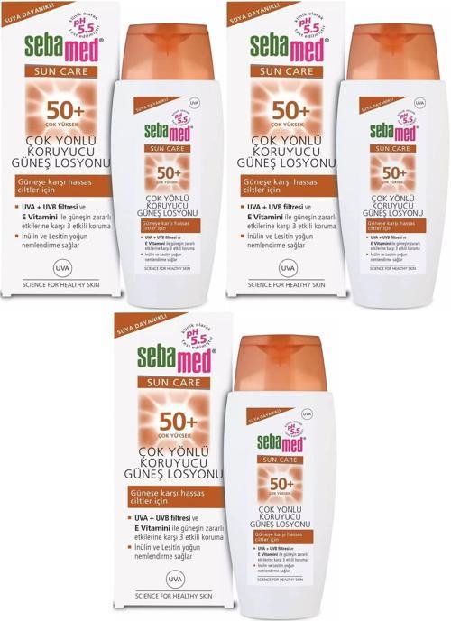 Sun Care Çok Yönlü Koruyucu Güneş Losyonu 50+ Faktör 150ML (3 Lü Set)