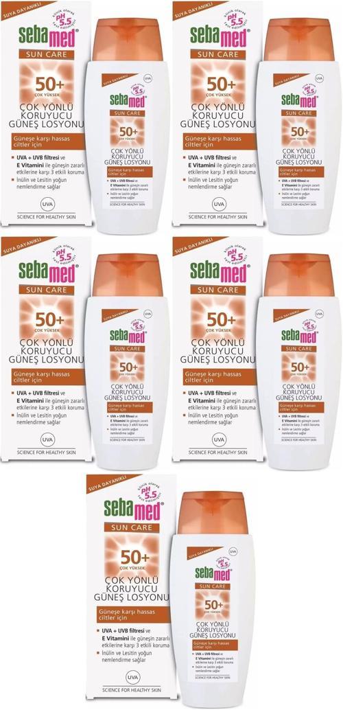 Sun Care Çok Yönlü Koruyucu Güneş Losyonu 50+ Faktör 150ML (5 Li Set)