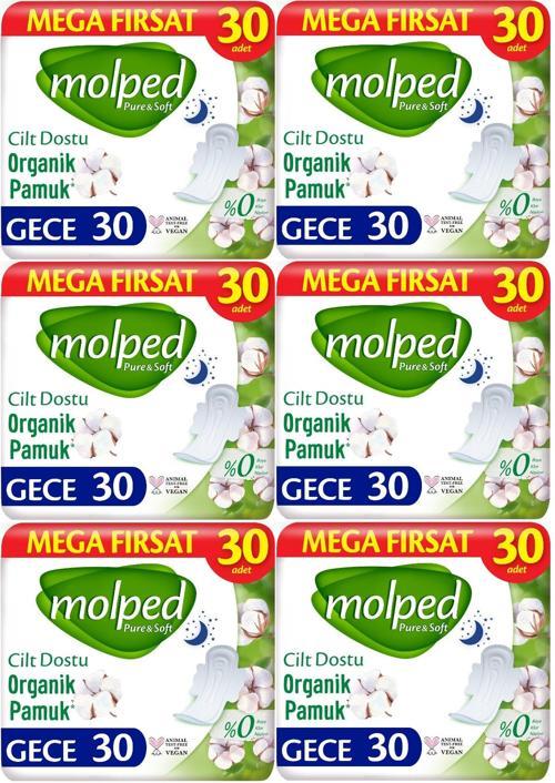 Pure&Soft Hijyenik Ped Gece 180 (6PK*30) Adet Mega Pk