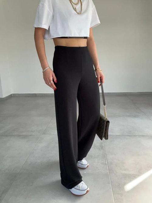 MDB Kadın Krep Kumaş Gipe Detay Palazzo Pantolon