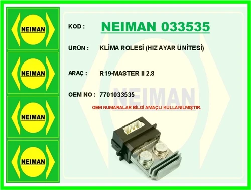 KLİMA ROLESİ HIZ AYAR ÜNİTESİ R19-MASTER 2 2.8 7701033535