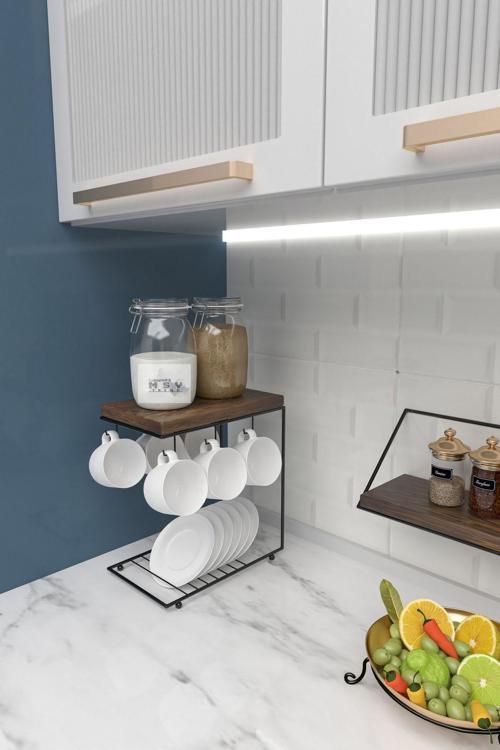 Mutfak Cafe Bar Otel Tezgah Üstü Kahve Fincan Askılığı Düzenleyici Kahve Köşesi Kahve Fincan Standı