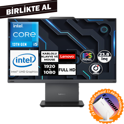 ThinkCentre Neo 50A G5 i5-13420H 32GB 512GB SSD 23.8" Fdos AIO + Projeksiyon 12SC000MTR 046