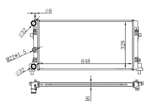 RADYATÖR BRAZİNG A1-IBIZA 5-POLO 1.2-1.4-1.6 2009 AC KLİMASIZ MEK 648X326X16 6R0121253