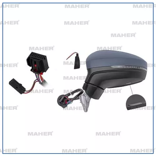 AYNA DIŞ DİKİZ TİGUAN 2016 ELEKTRİKLİ, ISITMALI, ASTARLI, KATLANIR, HAFIZALI, YAN-ALT LAMBALI SOL 5NB857507G9B9