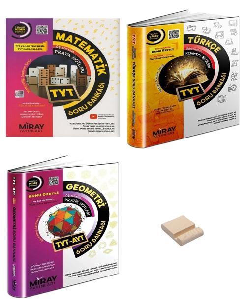 Miray TYT Matematik Türkçe ve Geometri Soru Bankası 3lü Set + Telefon Standı
