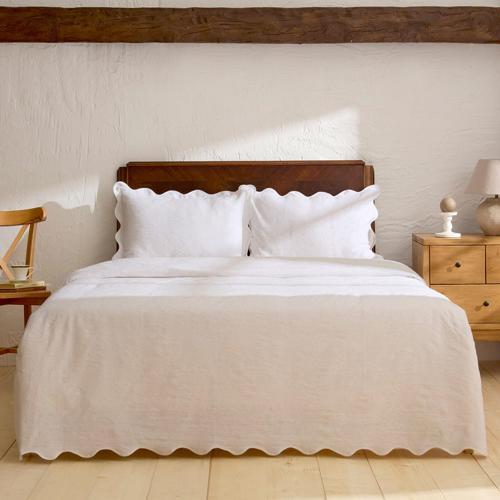 Marıbel %100 Pamuk Yatak Örtüsü Takımı Beyaz