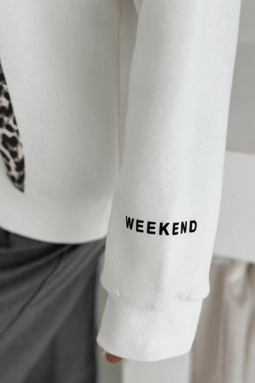 Leopar Baskı Detaylı Sweatshirt Beyaz