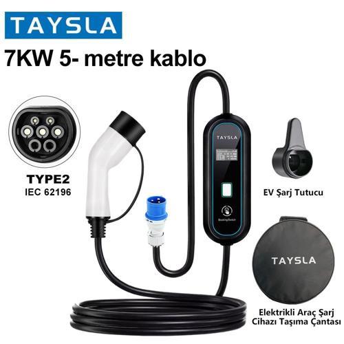 7 kW 16A Ev Tipi Bireysel Taşınabilir Portatif Elektrikli Araç Şarj İstasyonu 7 Metre