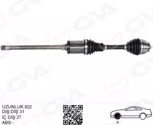 KOMPLE AKS ÖN SAĞ BMW 101 E84 2009-2015 822MM DİŞ 31 DİFERANSİYEL DİŞ 27 31607605512