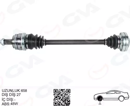KOMPLE AKS ARKA SAĞ BMW E81 E87 E82 E88 E90 E91 E92 658MM 33217547076
