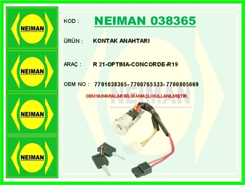 KONTAK ANAHTARI R 2021OPTIMA-CONCORDE-R19 7701038365 7700765533 7700805669