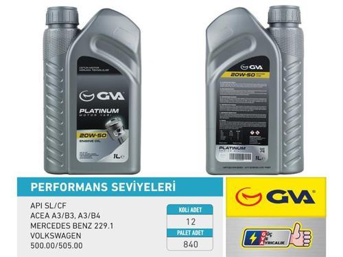 MOTOR YAĞI 20W50 1 LT PLATINUM MİNERAL API SL/CF 20W50 (12 ADET)