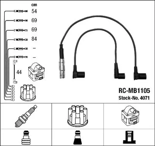 ATESLEME KABLOSU SETI MERCEDES M102 M111 W201 W123 C123 W124 C124 A1021501918