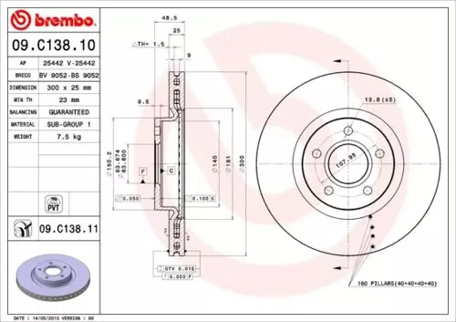 ON FREN DISK AYNASI FOCUS 2-3 2004-2017 C MAX 2003-2007 KUGA I-2 2008 CONNECT 2014 VOLVO C30 C70 2 S40 2 550 2004-2012 OLCU 300 25 DV611125CA DV611125EA 31362412 (2 ADET)