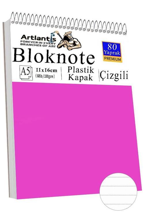 Telli Masaüstü Not Defteri Çizgili A5 Orta Boy 1 Adet Masa Üstü Plastik Kapaklı Spiralli Bloknot Blocknote 80 Yaprak