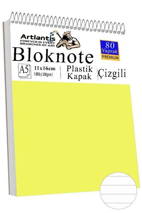 Telli Masaüstü Not Defteri Çizgili A5 Orta Boy 1 Adet Masa Üstü Plastik Kapaklı Spiralli Bloknot Blocknote 80 Yaprak