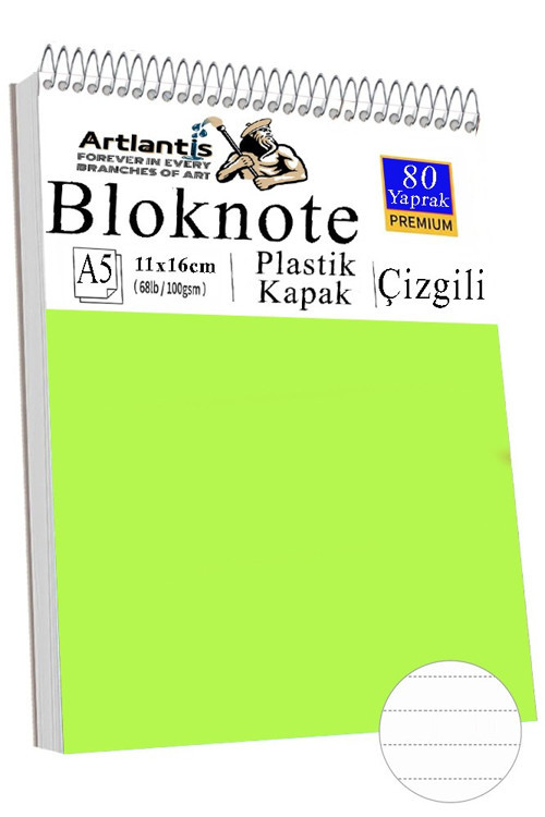 Telli Masaüstü Not Defteri Çizgili A5 Orta Boy 1 Adet Masa Üstü Plastik Kapaklı Spiralli Bloknot Blocknote 80 Yaprak