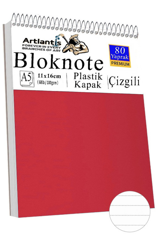 Telli Masaüstü Not Defteri Çizgili A5 Orta Boy 1 Adet Masa Üstü Plastik Kapaklı Spiralli Bloknot Blocknote 80 Yaprak