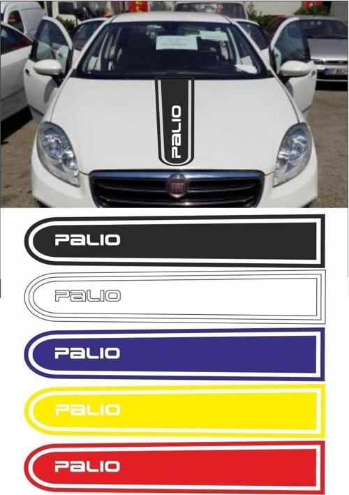 Fiat Palio Logolu Otomobil Ön Kaput Şeridi Kaput Sticker Siyah